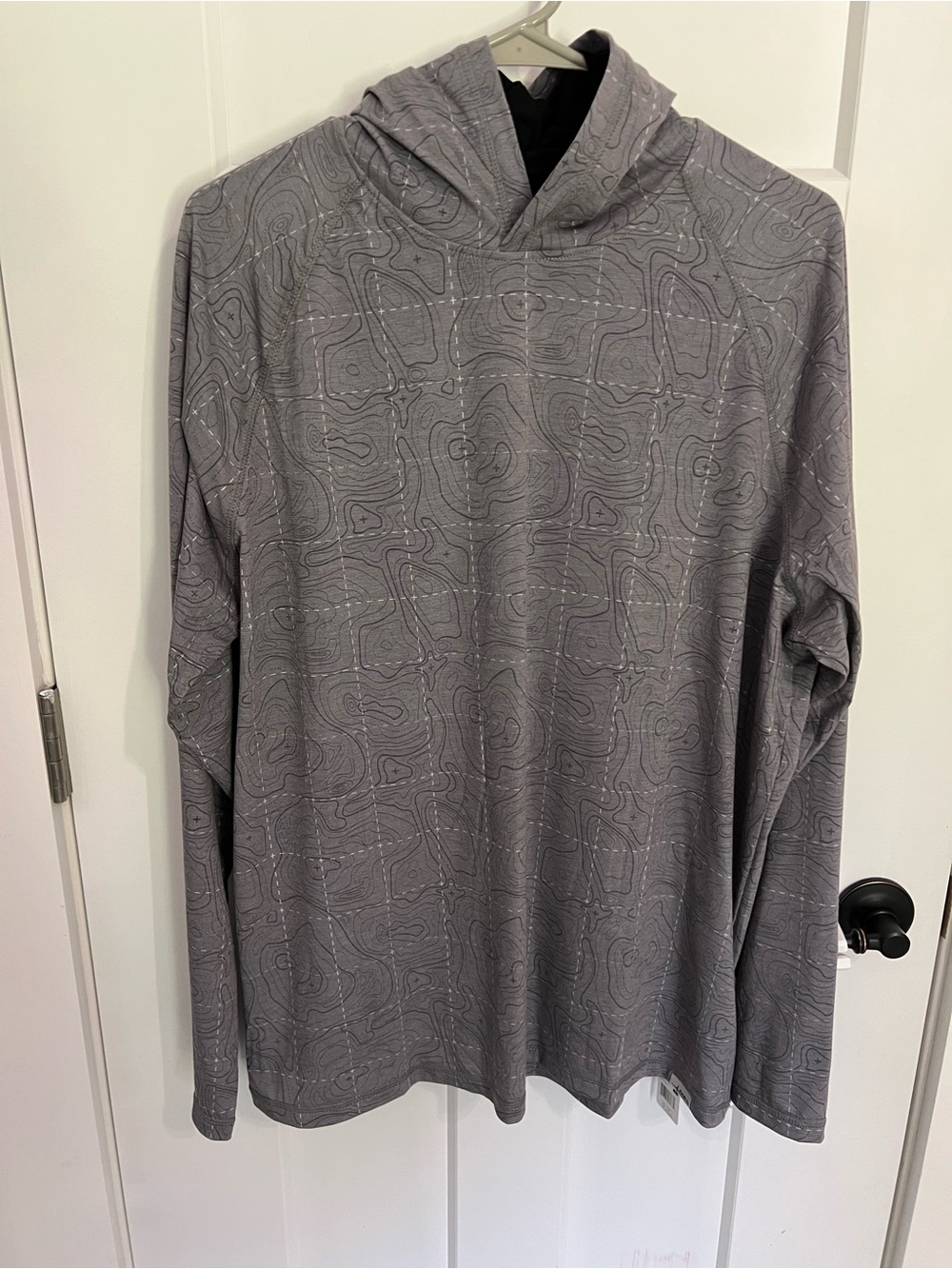 Men's Gray Crewneck Hoodie  - Subtle Topographic Print